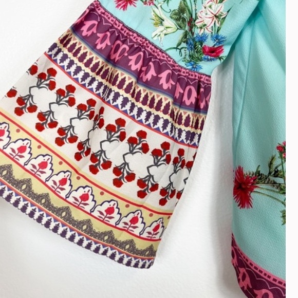 Umgee off shoulder floral peasant style boho boxy blouse XL Tassels - Picture 3 of 9